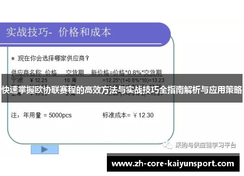 快速掌握欧协联赛程的高效方法与实战技巧全指南解析与应用策略